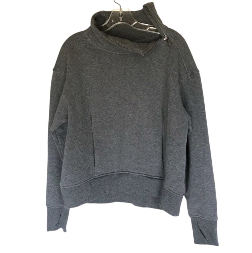 All In Motion Women's Gray Pullover Asymmetric Zip Sweatshirt, Size L